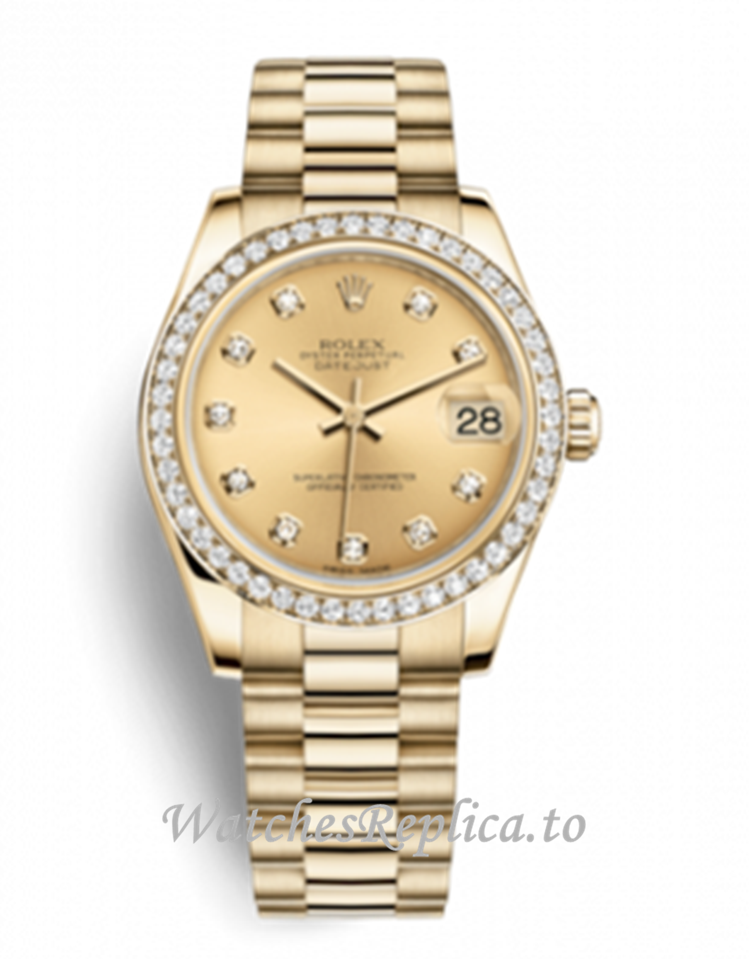 Replica Rolex Datejust m278288rbr 31MM Yellow Gold strap Ladies Watch - WatchesReplica.is
