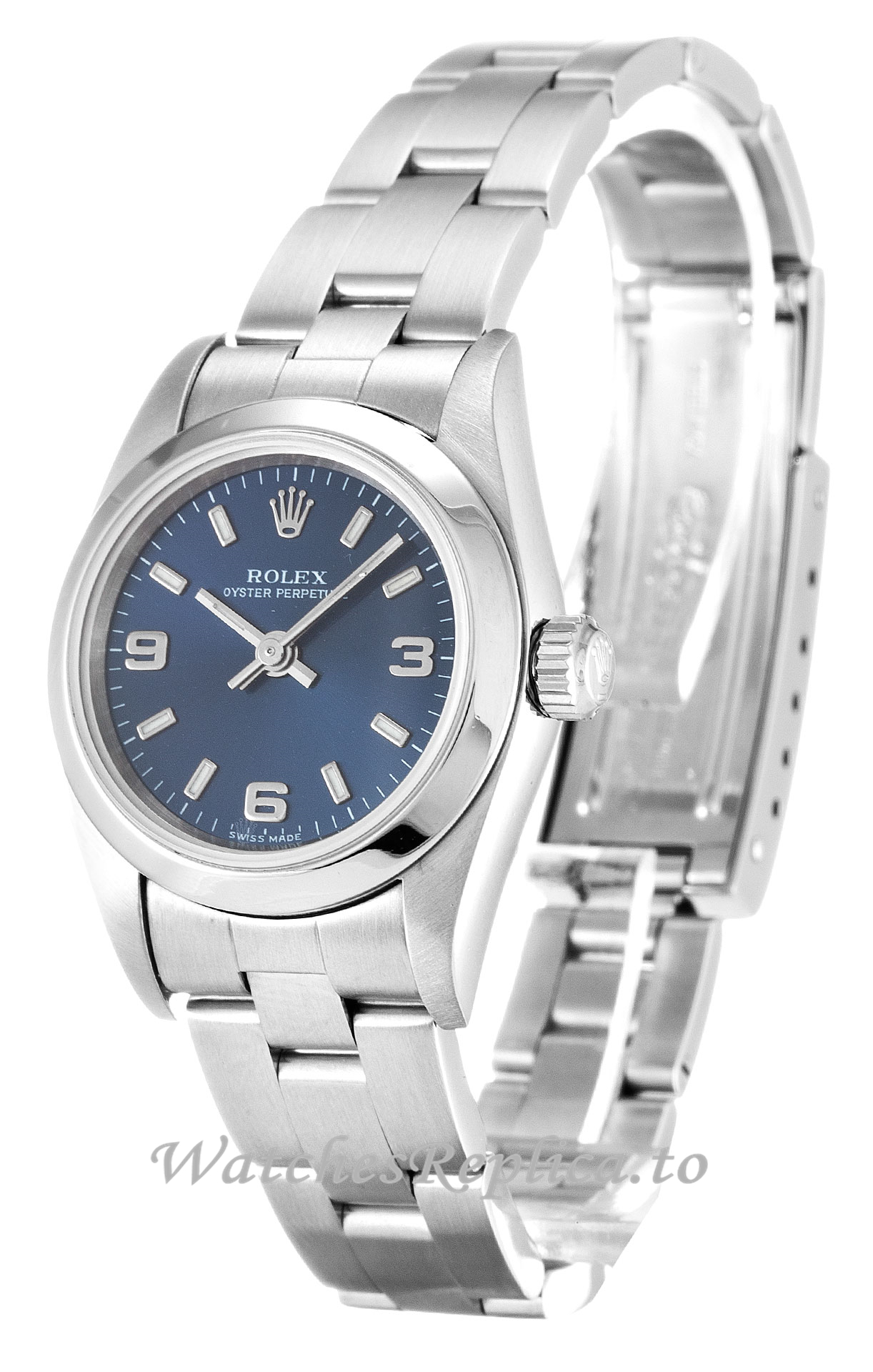 Rolex Lady Oyster Perpetual Blue Dial 76080-24 MM - WatchesReplica.is