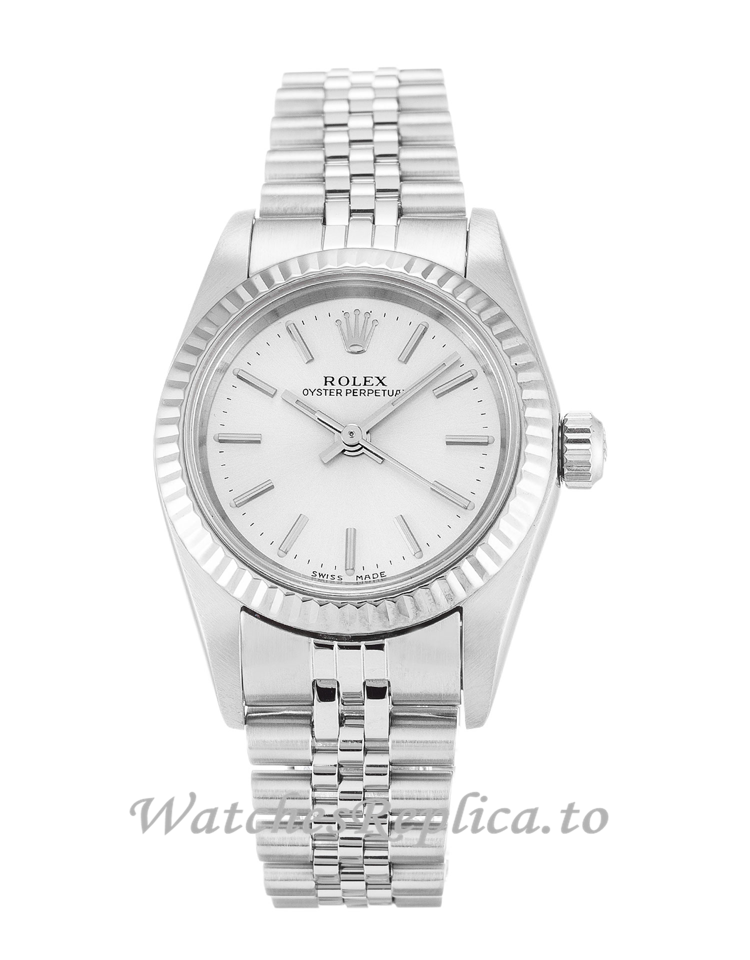 Rolex Lady Oyster Perpetual Silver Dial 76094-26 MM - WatchesReplica.is