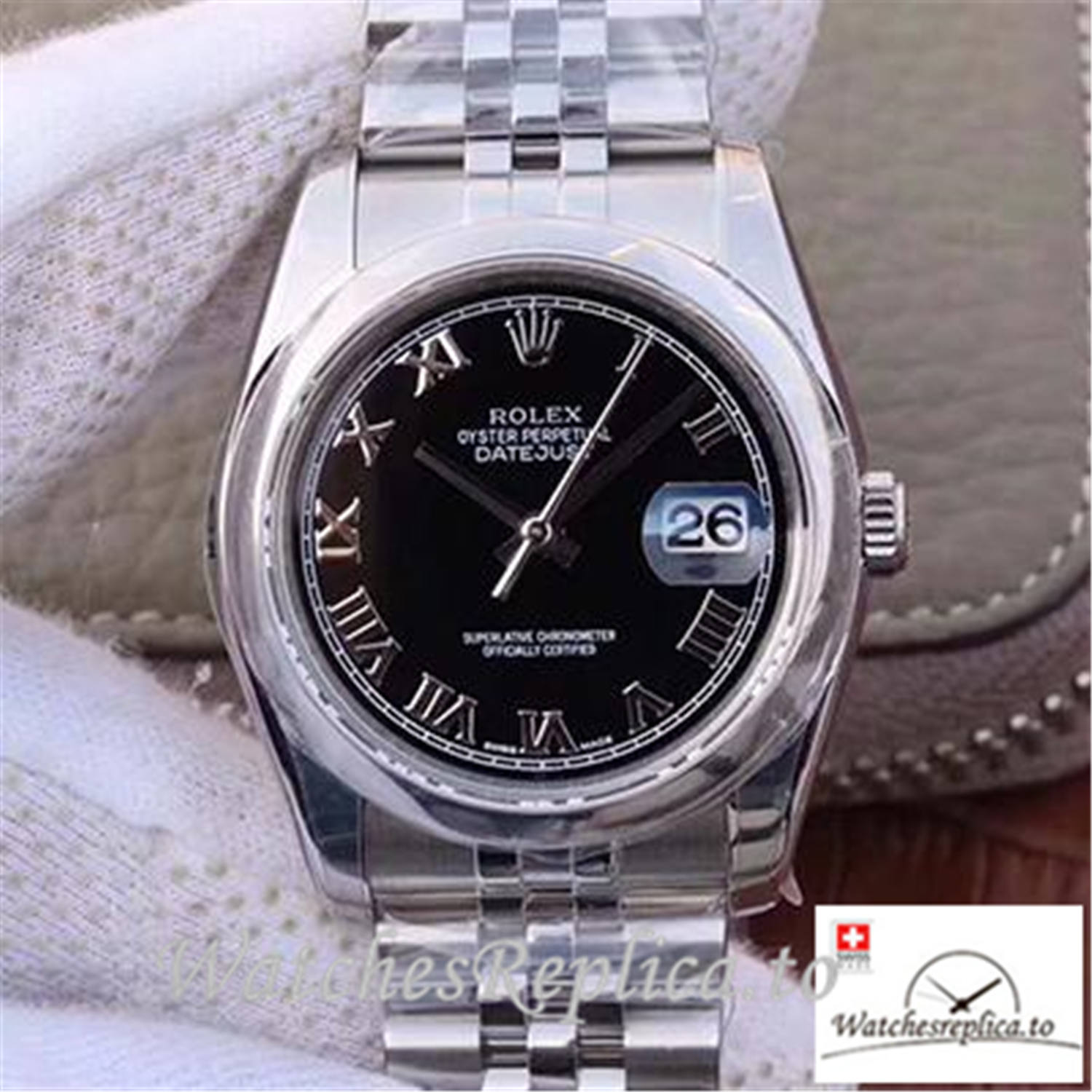 Swiss Rolex Datejust Replica 116234 003 Black Dial 36MM - WatchesReplica.is