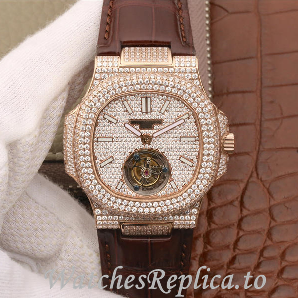 Patek Philippe Replica Nautilus Leather strap 40MM - WatchesReplica.is