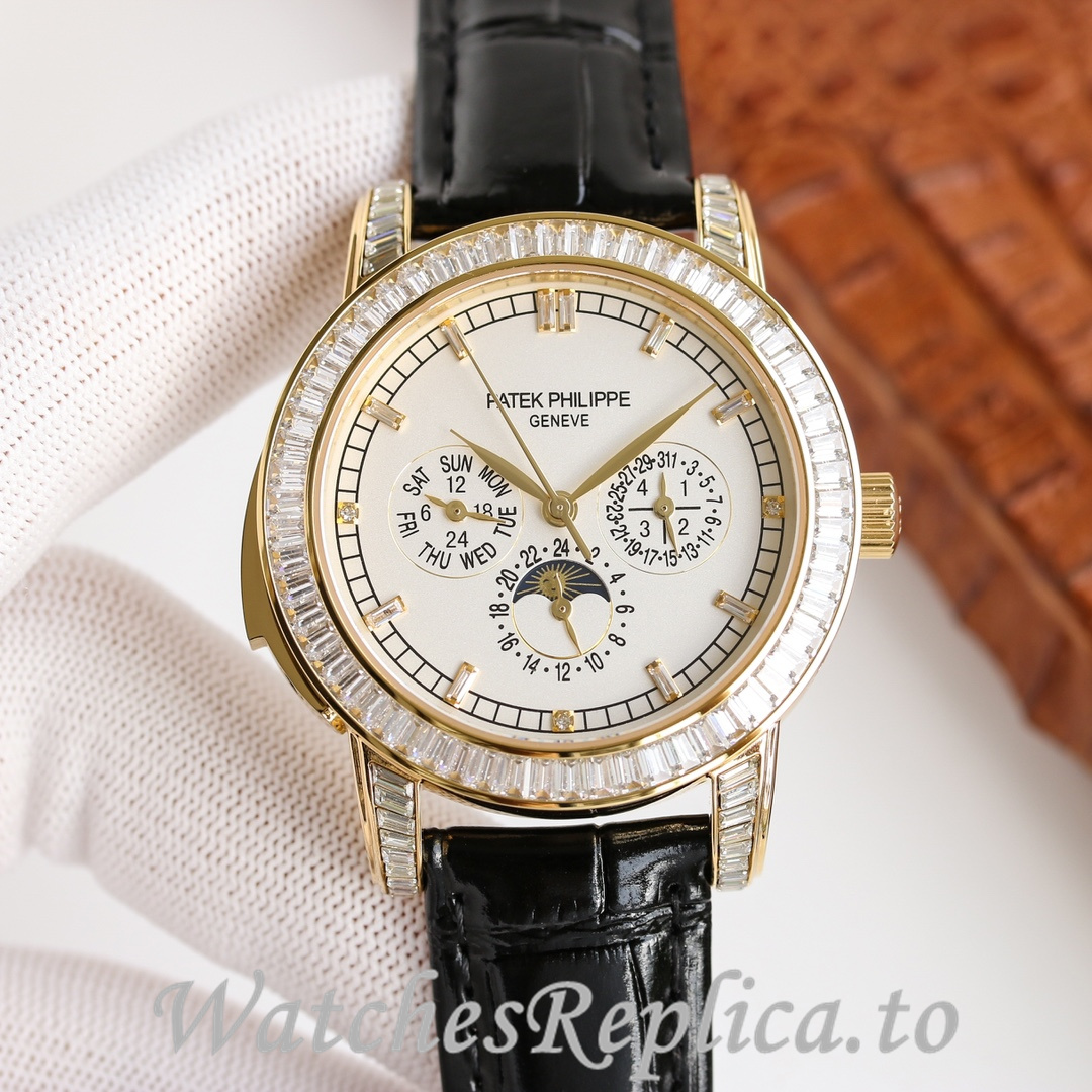 Patek Philippe Replica Complications 5073P Leather strap 42MM - WatchesReplica.is