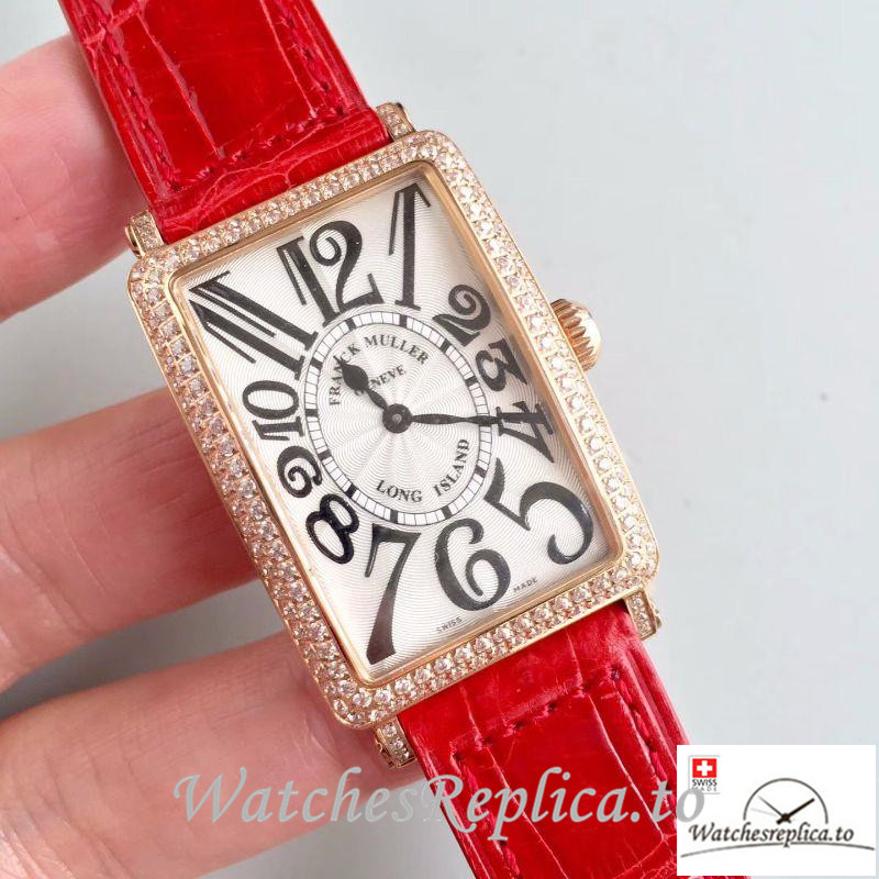 Swiss Franck Muller Long Island Ladies Replica 952 QZ D CD Red Strap 36.5MM×26MM - WatchesReplica.is