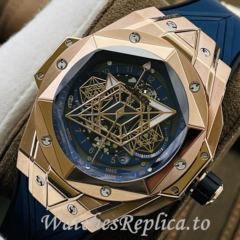 Hublot Replica Big Bang Sang Bleu II Rubber strap 45MM - WatchesReplica.is