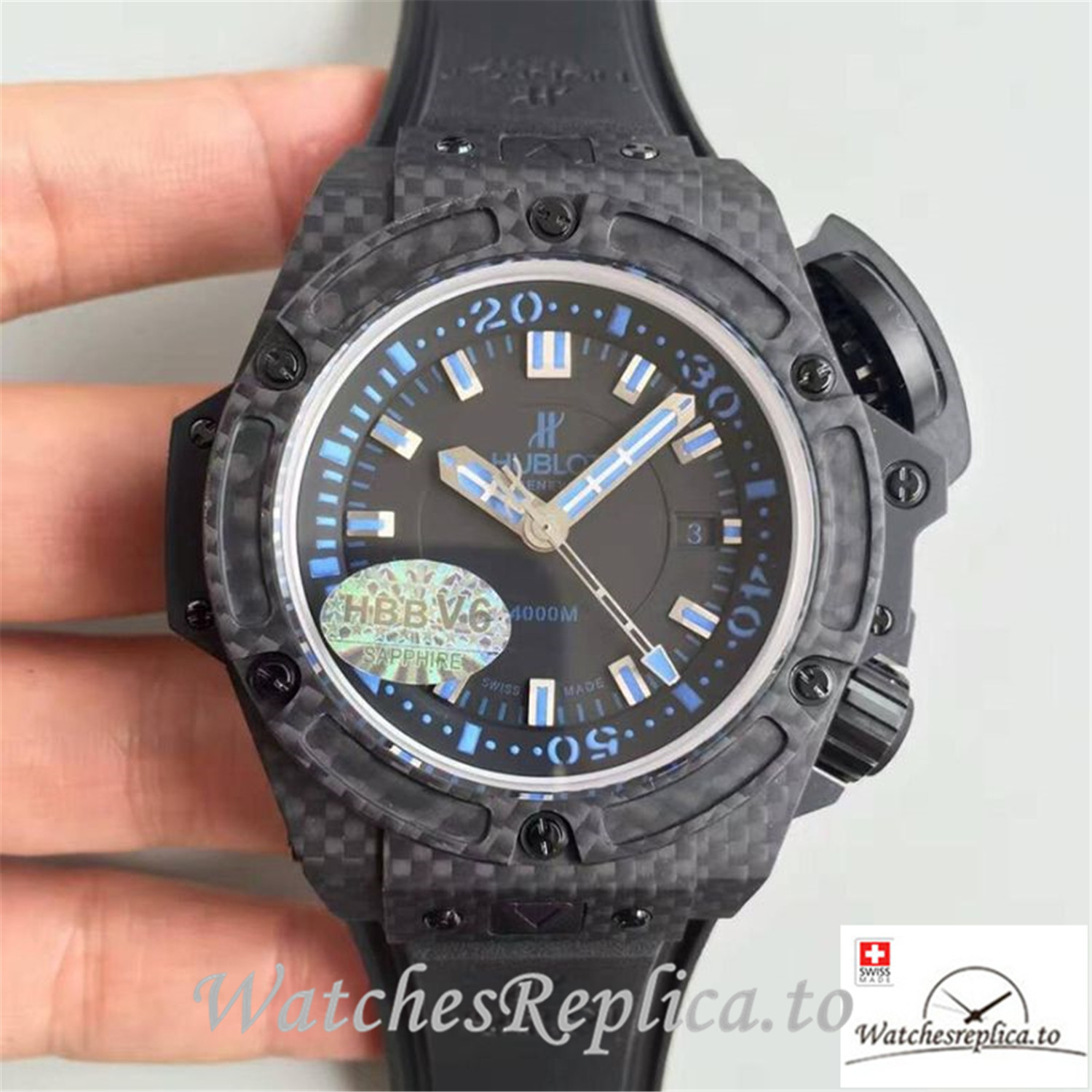 Swiss Hublot King Power Musee Oceanographic Replica 731.QX.1190.GR Black Strap 48MM - WatchesReplica.is