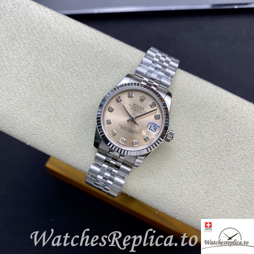 Swiss Rolex Datejust Replica 178384 Stainless steel strap 31MM Yellow Dial - WatchesReplica.is