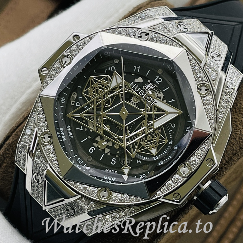 Hublot Replica Big Bang Sang Bleu II Rubber strap 45MM - WatchesReplica.is