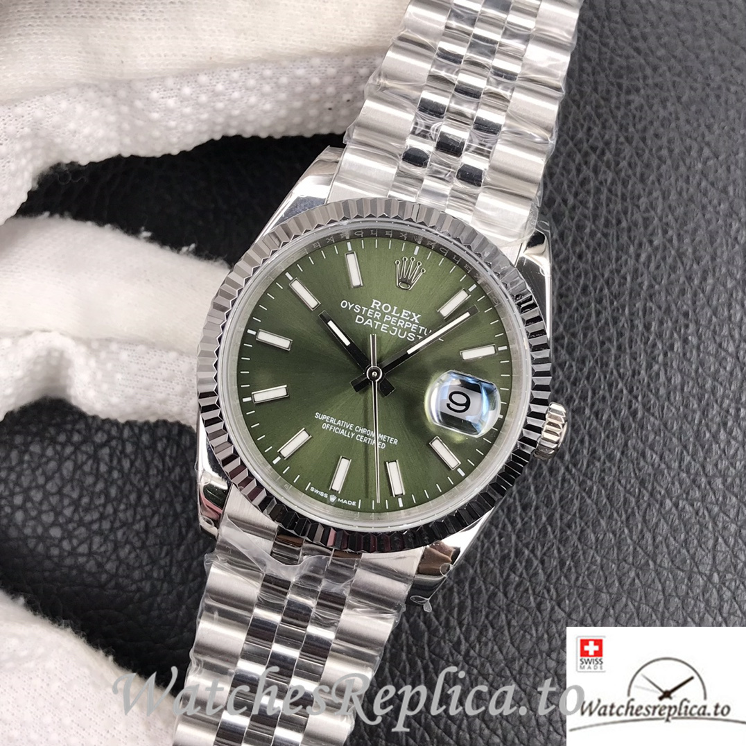 Swiss Rolex Datejust Replica Stainless steel strap 36MM Green Dial - WatchesReplica.is