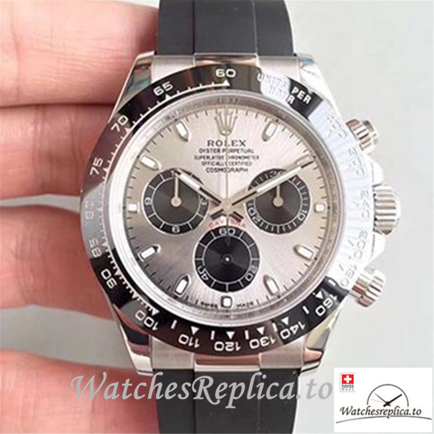 Swiss Rolex Daytona Cosmograph Replica 116519LN Black Rubber strap 40MM - WatchesReplica.is