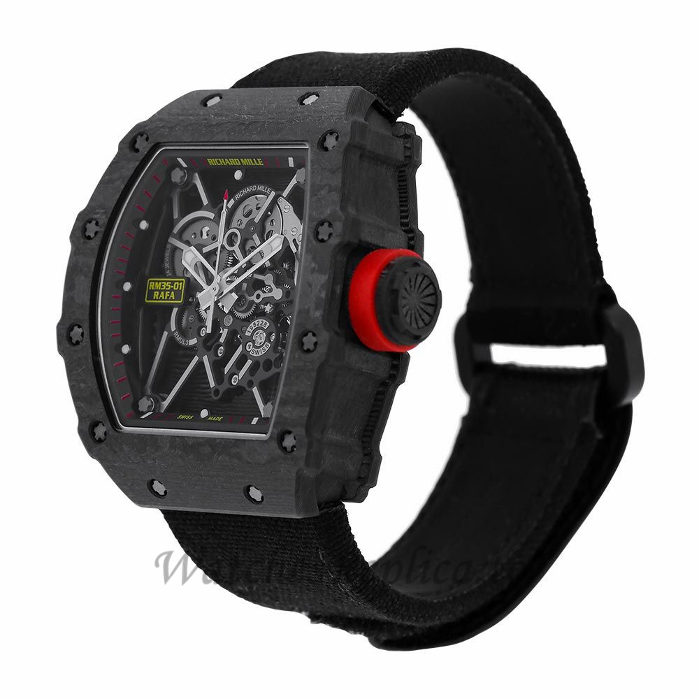Richard Mille Replica RM35-01 Rafael Nadal Signature Black Carbon 50MM Watch RM35-01 16336 - WatchesReplica.is