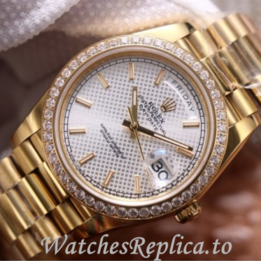 Swiss Rolex Day Date Replica 228348 Yellow Gold strap 40MM - WatchesReplica.is