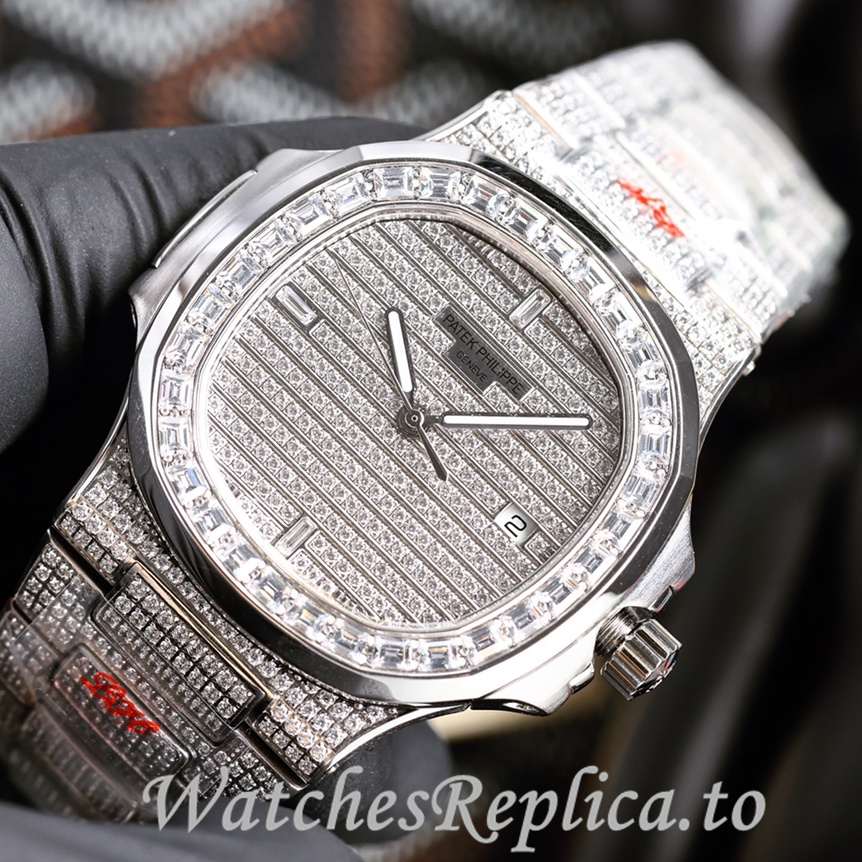 Patek Philippe Replica Nautilus 5711 Diamonds paved strap 40MM - WatchesReplica.is
