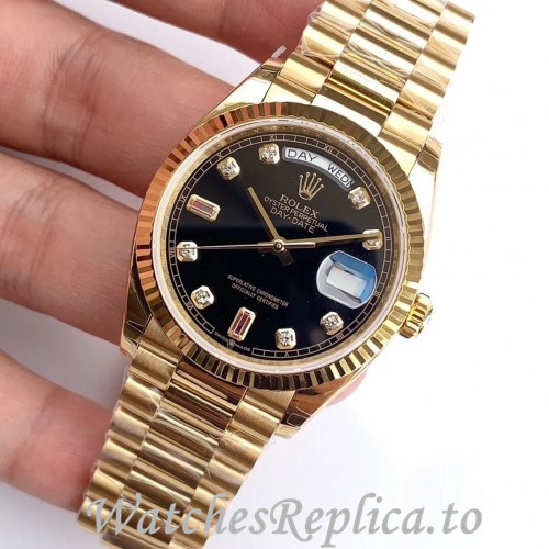 Swiss Rolex Day Date Replica 128238 Yellow Gold strap 36MM - WatchesReplica.is