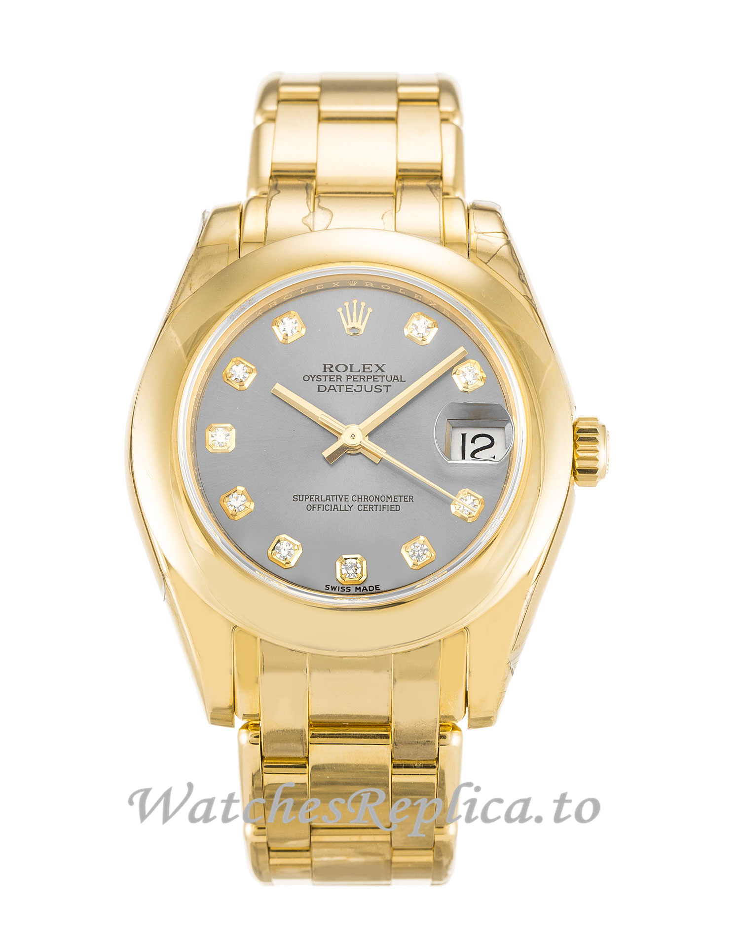 Rolex Pearlmaster Silver Diamond Dial 81208-31 MM - WatchesReplica.is