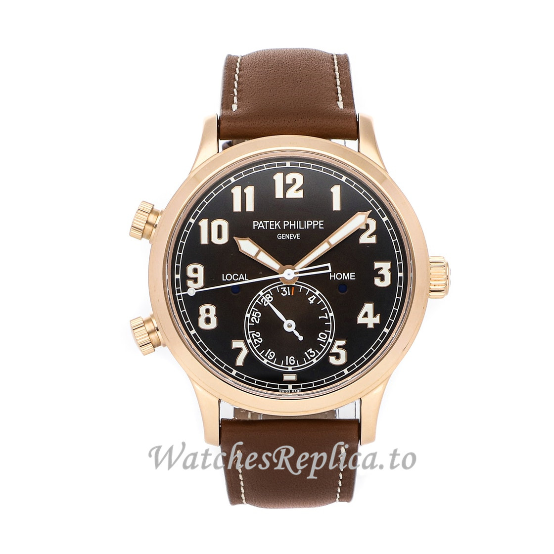 Replica Patek Philippe Calatrava Mens 18k Rose Gold 5524R-001 42MM - WatchesReplica.is
