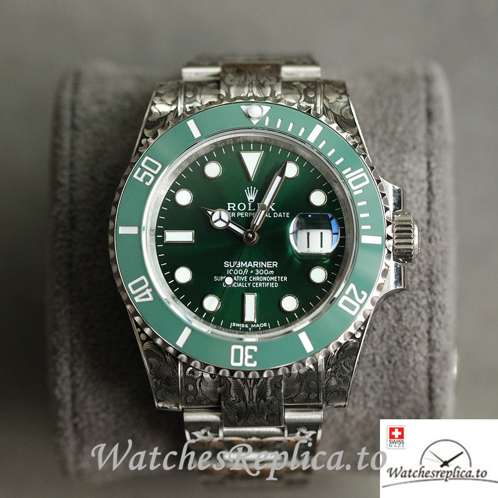 Swiss Rolex Submariner Replica Stainless steel strap 40MM Green Case - WatchesReplica.is