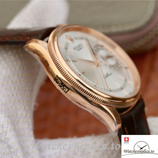 Swiss Rolex Cellini 50515-0008 Leather strap 39MM - WatchesReplica.is