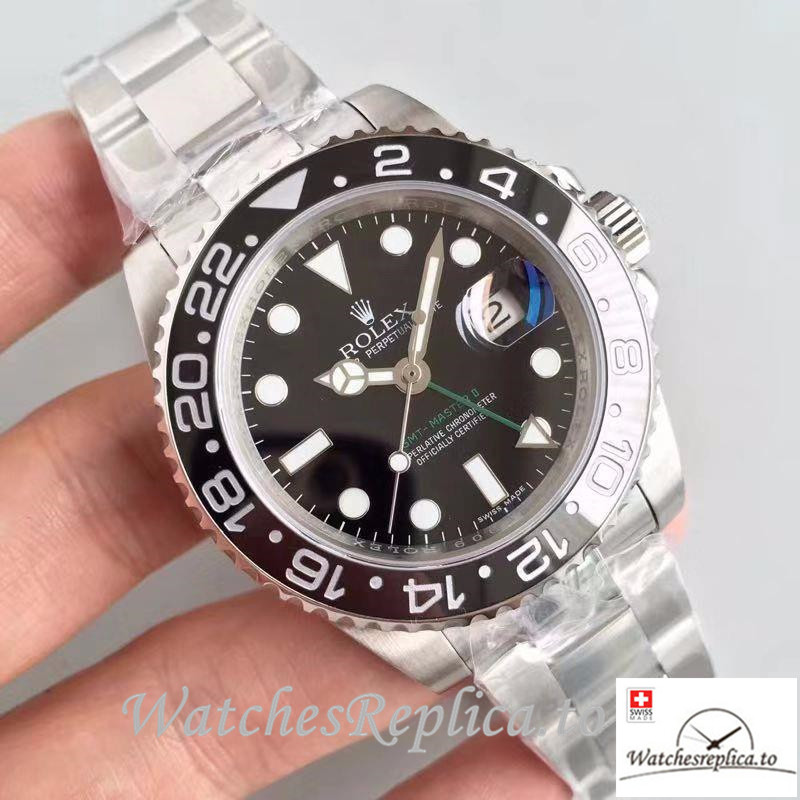 Swiss Rolex GMT-Master II Replica 116710LN Black Bezel 40MM - WatchesReplica.is
