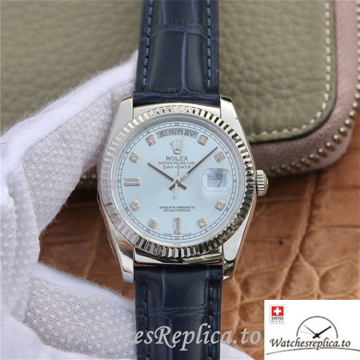 Swiss Rolex Day-Date Replica 118139 Leather strap 36MM - WatchesReplica.is
