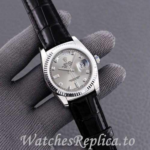 Swiss Rolex Day Date Replica 118139 Leather strap 36MM - WatchesReplica.is