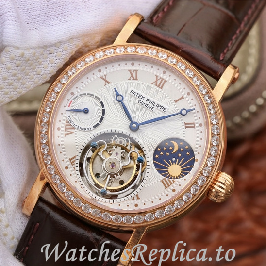 Patek Philippe Replica Complications Leather strap 42MM - WatchesReplica.is