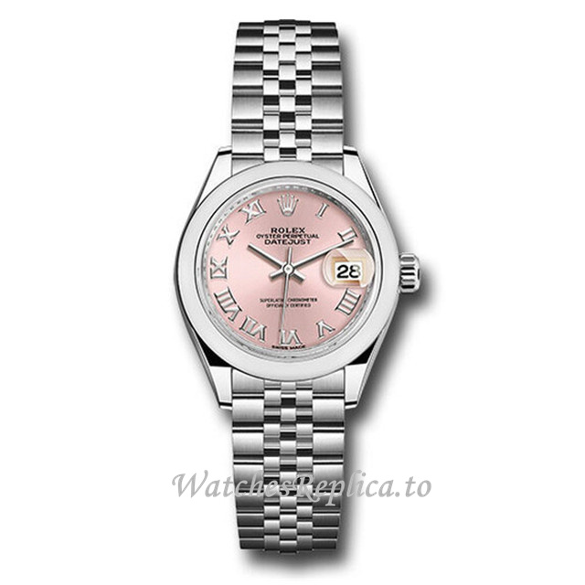 Replica Rolex Datejust 179160PRJ 28MM Stainless steel strap Ladies Watch - WatchesReplica.is