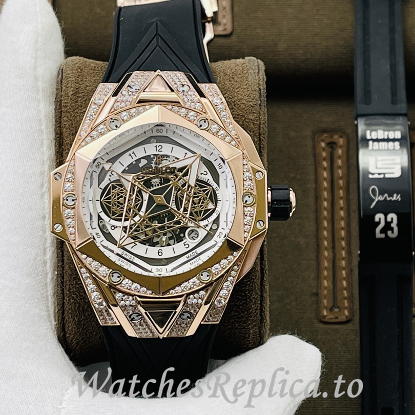 Hublot Replica Big Bang Sang Bleu II Rubber strap 45MM - WatchesReplica.is
