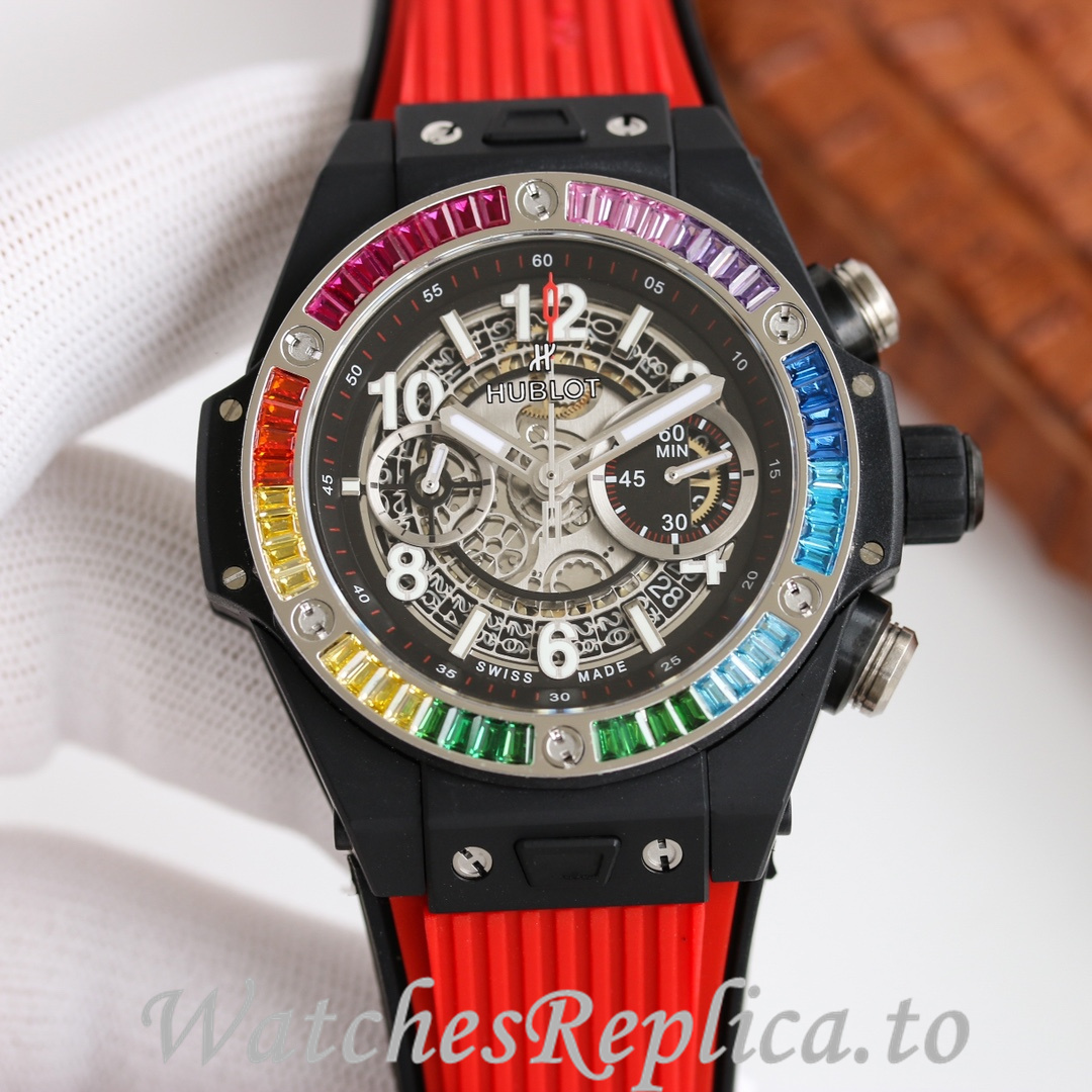 Hublot Replica Big Bang Elemental Material Chronograph v2 Rubber strap 45MM - WatchesReplica.is