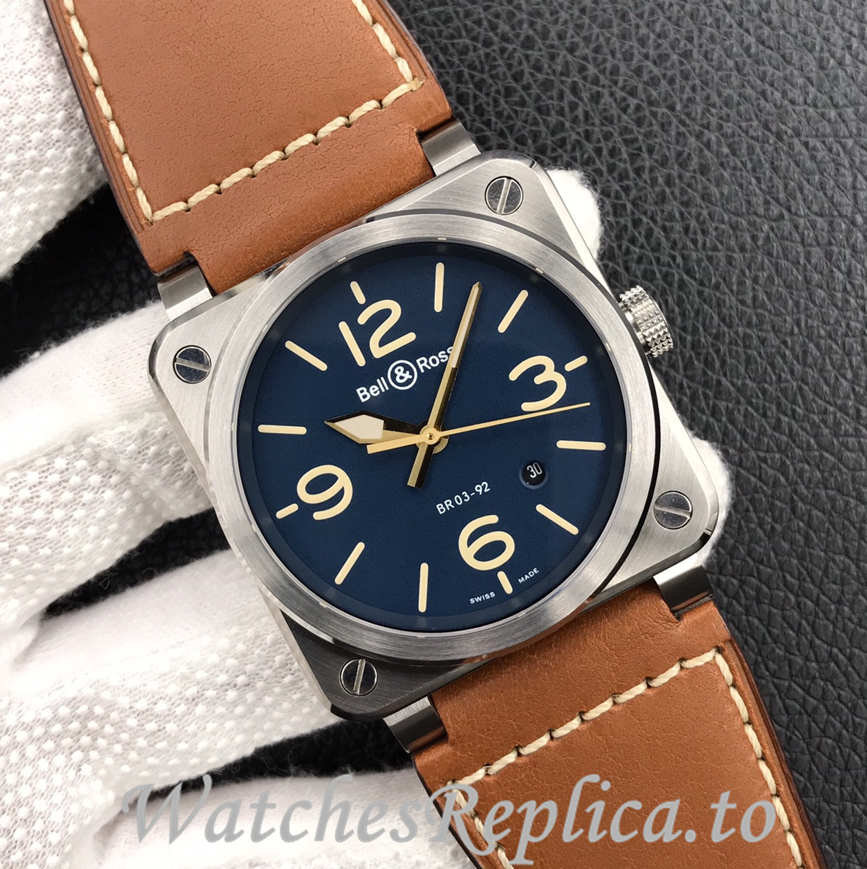 Bell Ross Replica BR 03 BR03-92 Leather strap 42MM - WatchesReplica.is