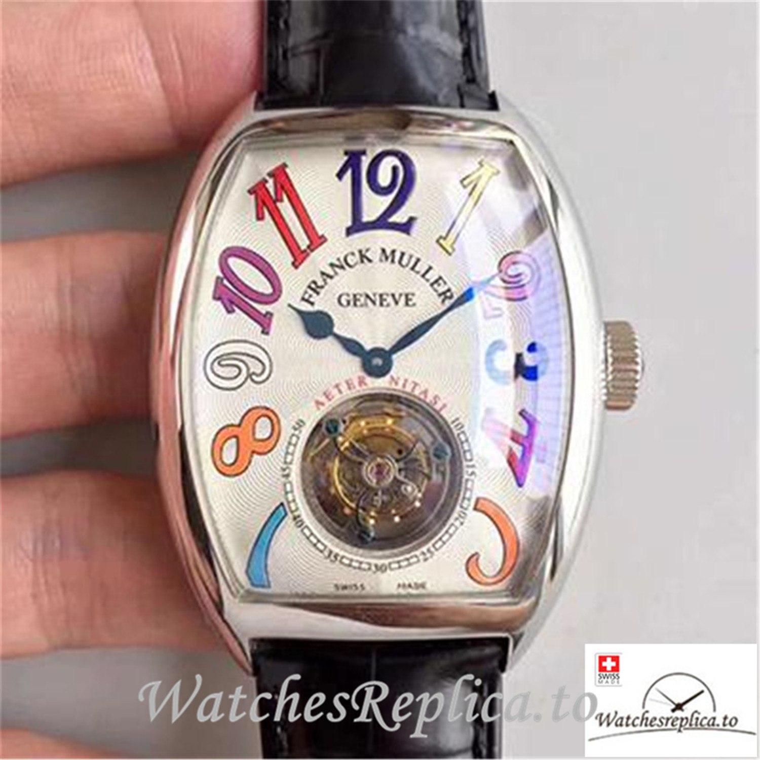 Swiss Franck Muller Crazy Color Dreams Tourbillon Replica Black Strap 39.5MM×55.3 MM×13.5MM - WatchesReplica.is