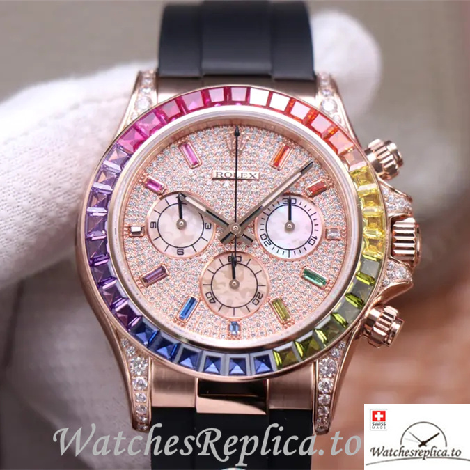 Swiss Rolex Daytona Replica 116595RBOW Rubber strap 40MM - WatchesReplica.is
