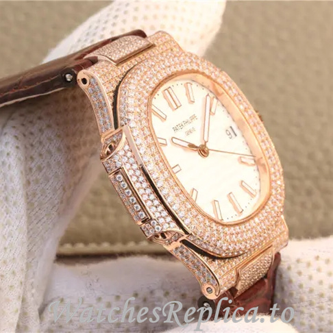 Patek Philippe Replica Nautilus 5719 Leather strap 40MM - WatchesReplica.is