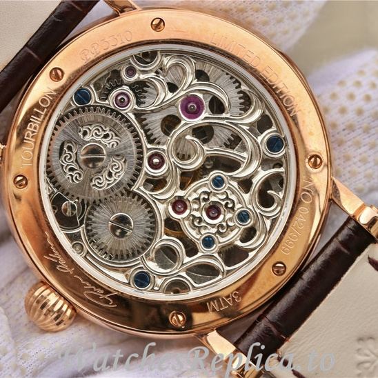 Patek Philippe Replica Complications Leather strap 42MM - WatchesReplica.is
