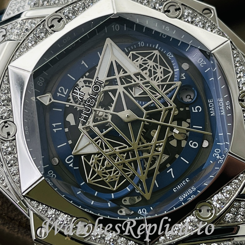 Hublot Replica Big Bang Sang Bleu II Rubber strap 45MM - WatchesReplica.is
