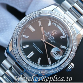 Swiss Rolex Day Date Replica 218399 White Gold strap 41MM - WatchesReplica.is