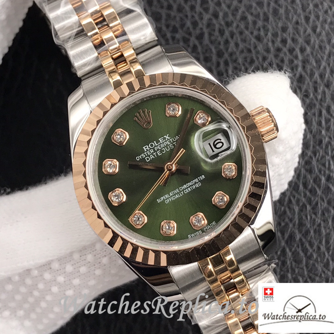 Swiss Rolex Datejust Replica 279174 Stainless steel strap 28MM Green Dial - WatchesReplica.is