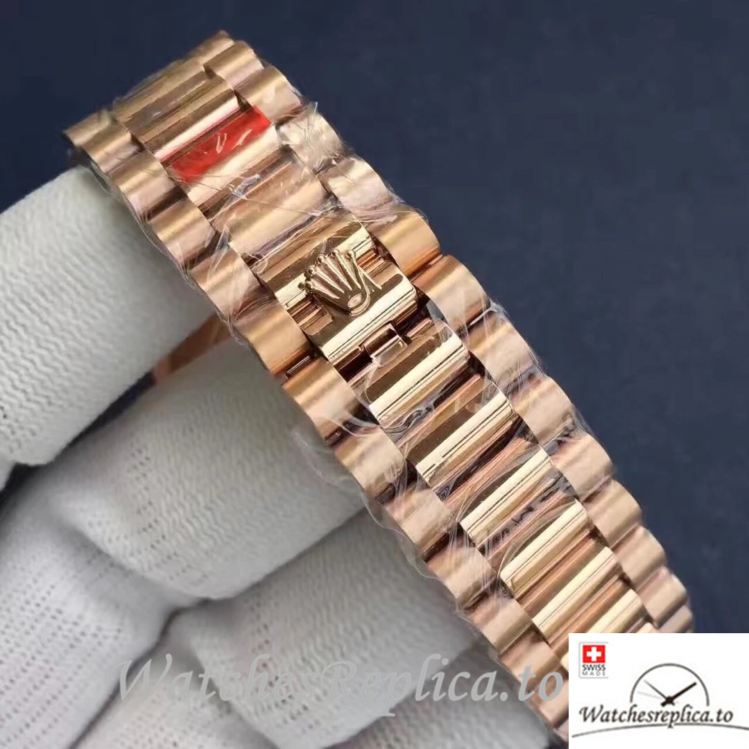 Swiss Rolex Day-Date Replica 218399 Rose Gold strap 41MM - WatchesReplica.is