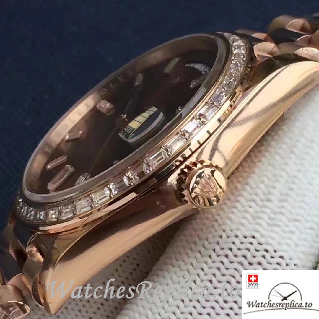 Swiss Rolex Day-Date Replica 218399 Rose Gold strap 41MM - WatchesReplica.is