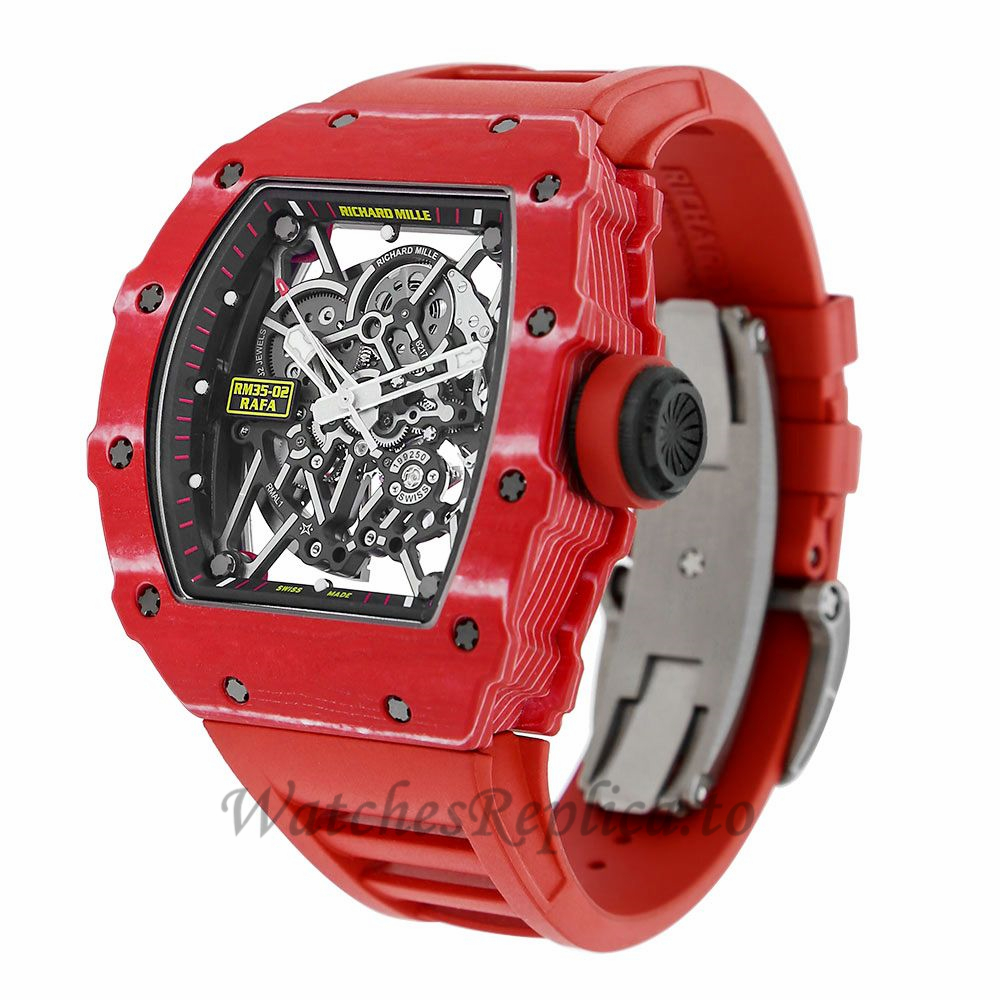 Richard Mille Replica RM35-02 Rafael Nadal Red Quartz TPT 49MM Watch 69878 - WatchesReplica.is