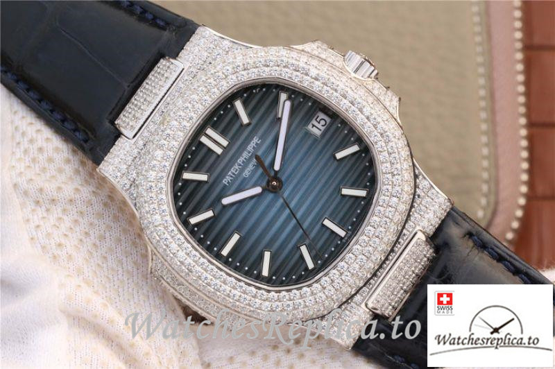 Swiss Patek Philippe Nautilus Jumbo Replica 5719/1G-001 003 Black Strap 40MM - WatchesReplica.is