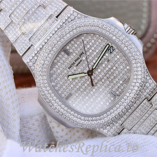 Patek Philippe Replica Nautilus White Gold strap 40MM - WatchesReplica.is