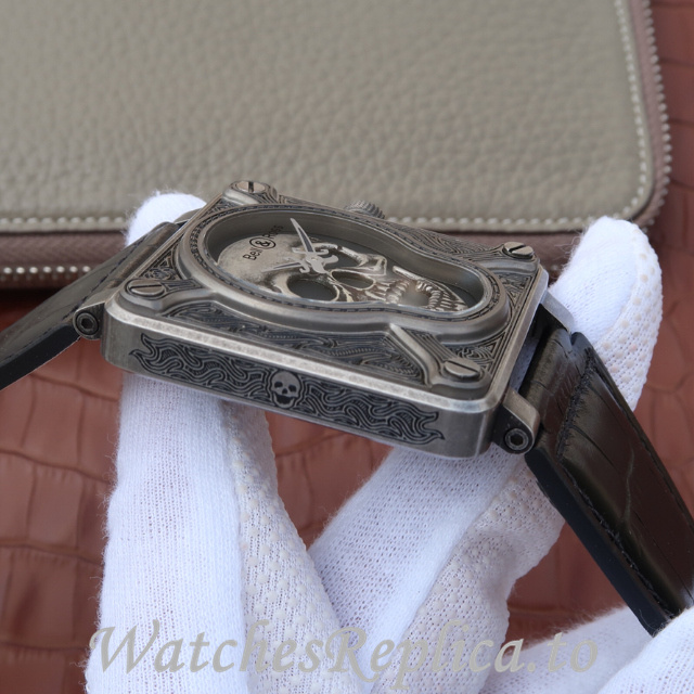 Bell Ross Replica Aviation BR01 Leather strap 46MM - WatchesReplica.is
