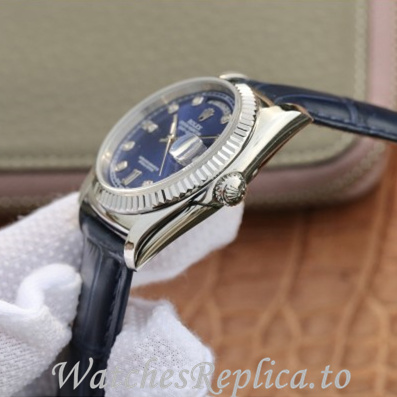 Swiss Rolex Day Date Replica 118135 Leather strap 36MM - WatchesReplica.is