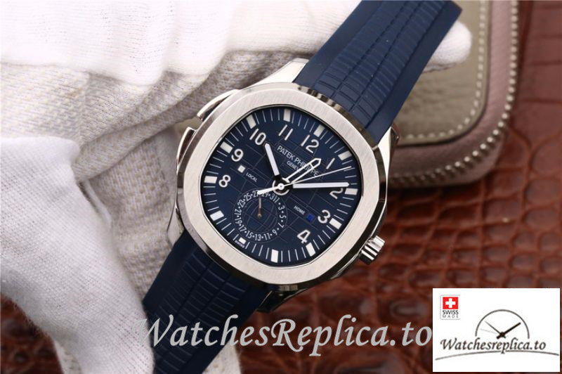 Swiss Patek Philippe Aquanaut Dual Time Replica 5164A-001 Blue Strap 40.8MM - WatchesReplica.is