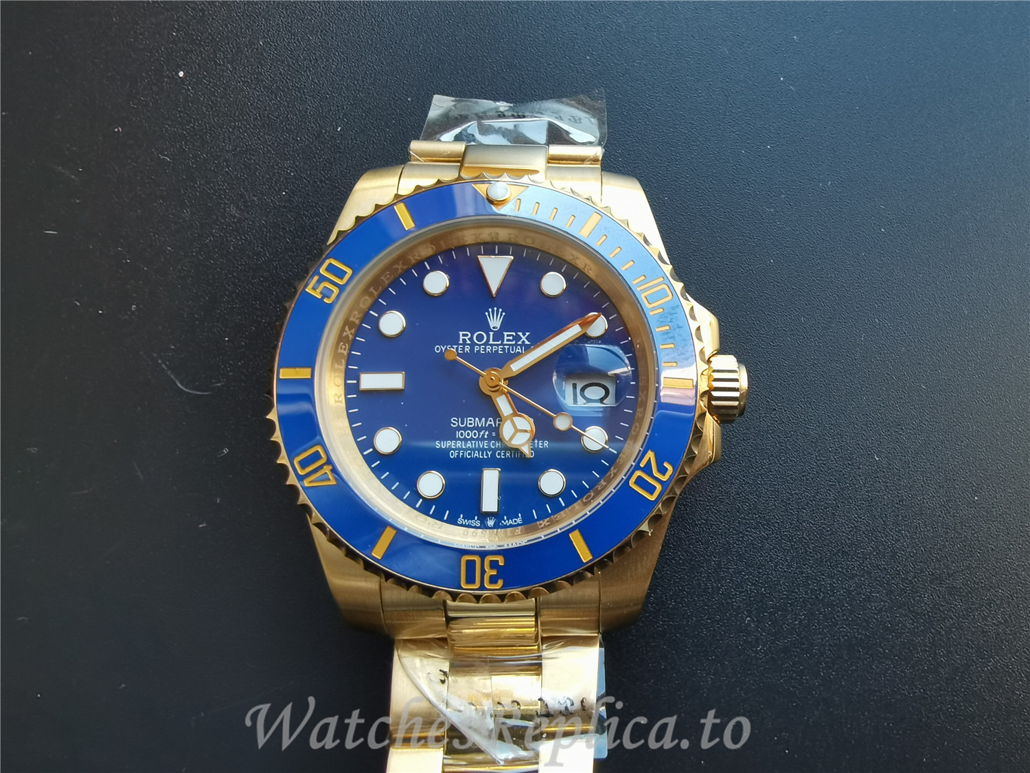 Swiss Rolex Submariner Date Replica 116618LB Gold Strap 40MM - WatchesReplica.is