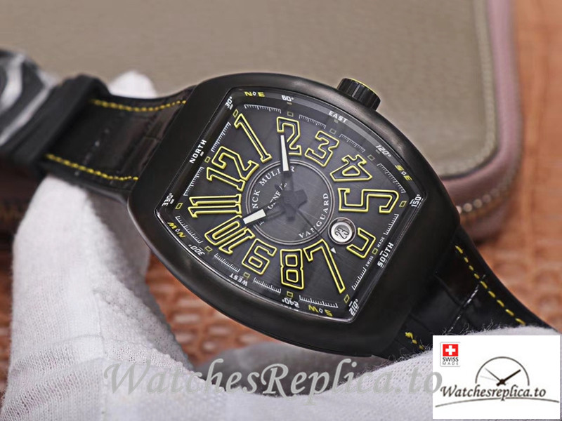 Swiss Franck Muller Vanguard Replica V.45.SC.DT.TT.NR.BR.JA Black Strap 45MM - WatchesReplica.is