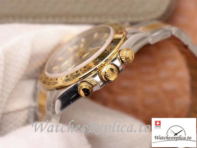 Swiss Rolex Daytona Cosmograph Replica M116503-0002 Gray And Gold Strap 40MM - WatchesReplica.is