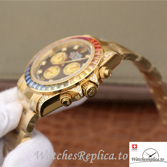 Swiss Rolex Daytona Replica 116598RBOW Yellow Gold strap 40MM - WatchesReplica.is