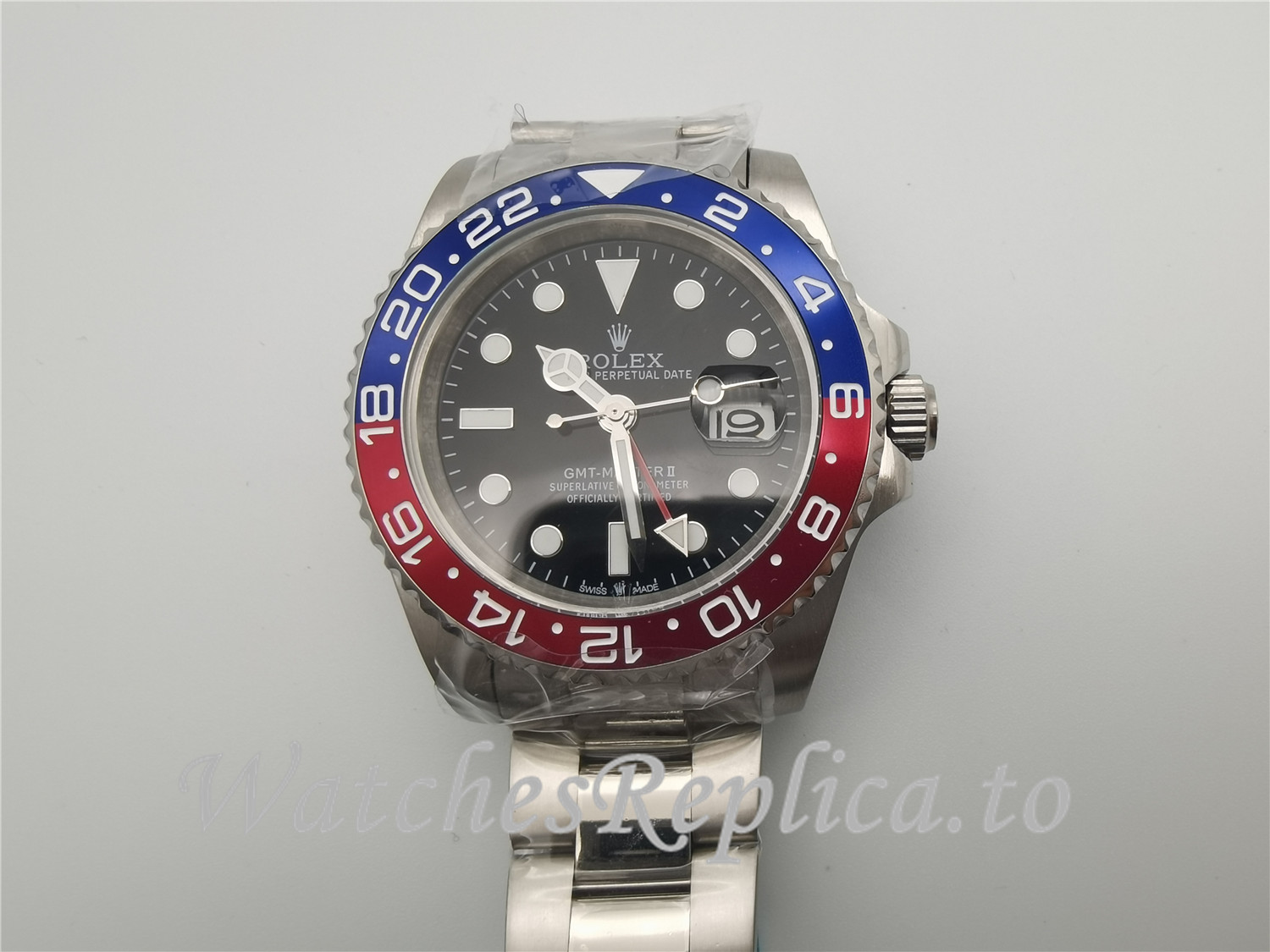 Swiss Rolex GMT-Master II Replica 126710BLRO Silver Strap 40MM - WatchesReplica.is