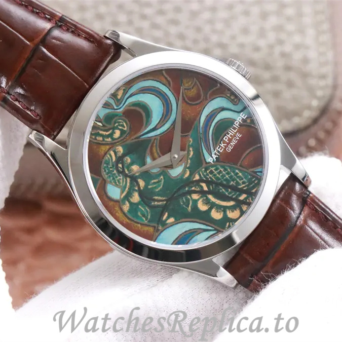Patek Philippe Replica Calatrava 5077P-103 Leather strap 38.6MM - WatchesReplica.is